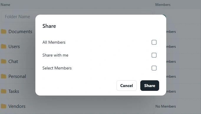 TAIRRAGO File Member Sharing Web View